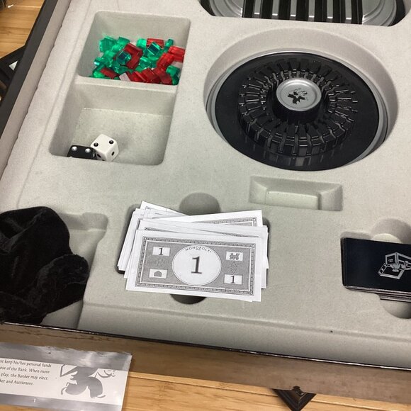 Monopoly Onyx Edition 2006 Game Hasbro Silver Black Parker Brothers Board Stand - Picture 11 of 16